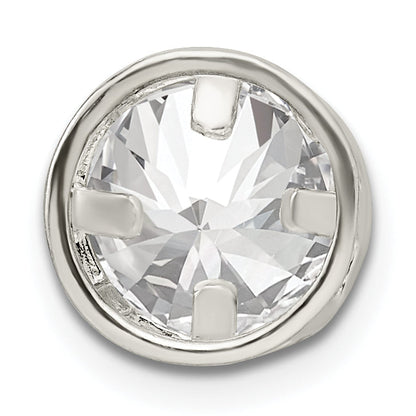 Sterling Silver Round Cz Chain Slide