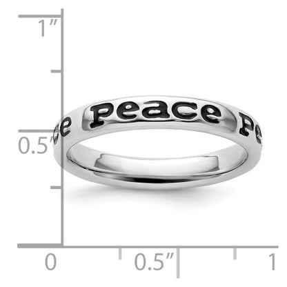Sterling Silver Stackable Expressions Polished Enameled Peace Ring