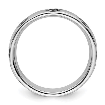 Sterling Silver Stackable Expressions Polished Enameled Peace Sign Ring