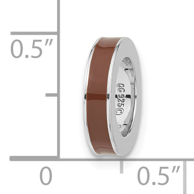 Sterling Silver Stackable Expressions Brown Enamel Bead Pendant