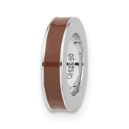 Sterling Silver Stackable Expressions Brown Enamel Bead Pendant