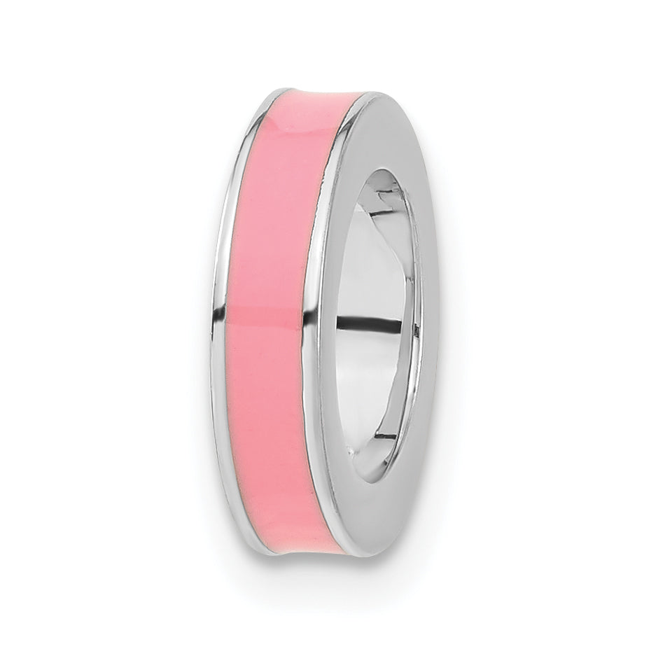 Sterling Silver Stackable Expressions Pink Enamel Bead Pendant