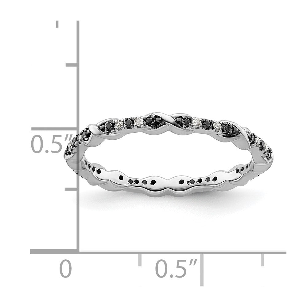 Sterling Silver Stackable Expressions Black & White Diamond Ring