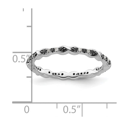 Sterling Silver Stackable Expressions Black & White Diamond Ring