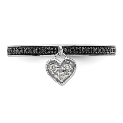 Sterling Silver Stackable Expressions Heart Black & White Diamond Ring