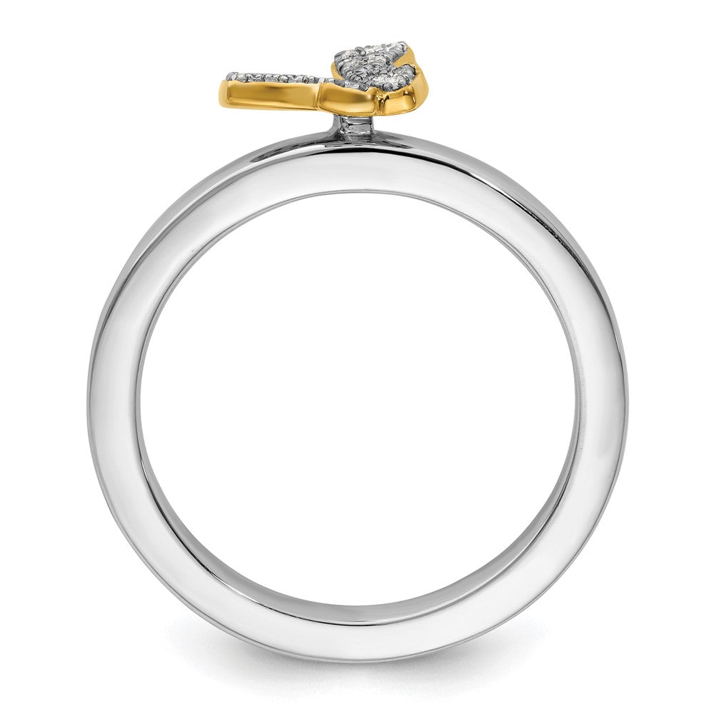 Sterling Silver Stackable Expressions Gold Plate Butterfly Diamond Ring