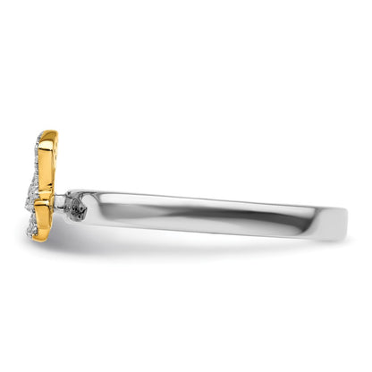 Sterling Silver Stackable Expressions Gold Plate Butterfly Diamond Ring