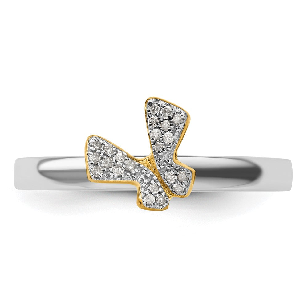 Sterling Silver Stackable Expressions Gold Plate Butterfly Diamond Ring