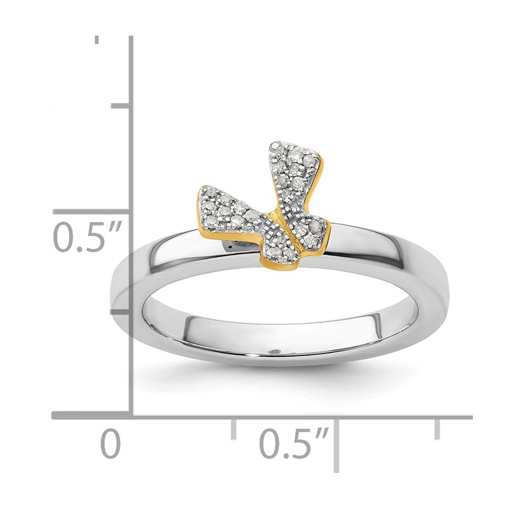 Sterling Silver Stackable Expressions Gold Plate Butterfly Diamond Ring