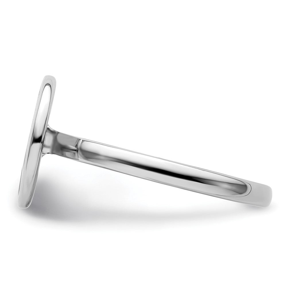 Sterling Silver Ss Stackable Expressions Polished Black Enameled Peace Sign Ring