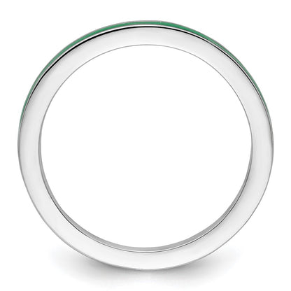 Sterling Silver Stackable Expressions Green Enameled 1.5mm Ring