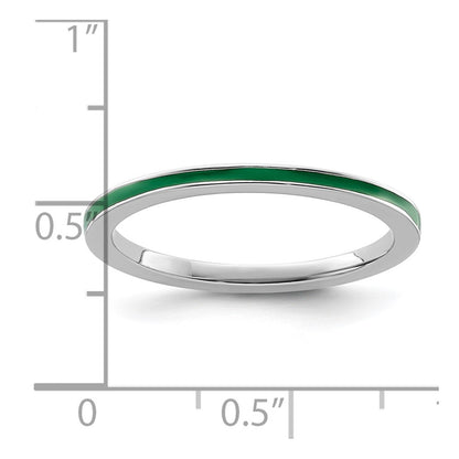 Sterling Silver Stackable Expressions Green Enameled 1.5mm Ring