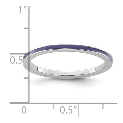 Sterling Silver Stackable Expressions Purple Enameled 1.5mm Ring