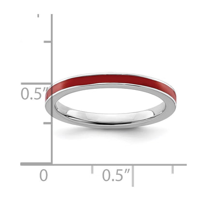 Sterling Silver Stackable Expressions Red Enameled 2.25mm Ring