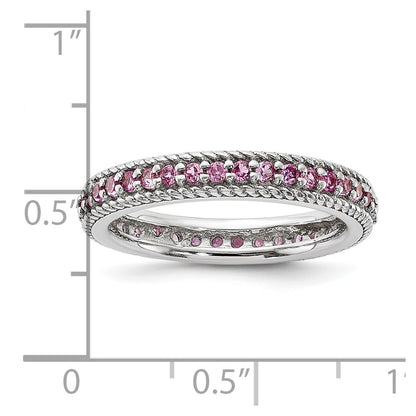 Sterling Silver Stack Exp Polished Created Pink Sapphire Eternity