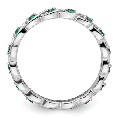 Sterling Silver Stackable Expressions Created Emerald Ring