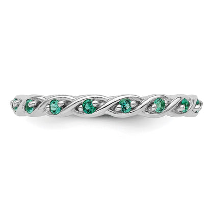 Sterling Silver Stackable Expressions Created Emerald Ring