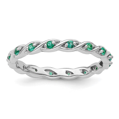 Sterling Silver Stackable Expressions Created Emerald Ring