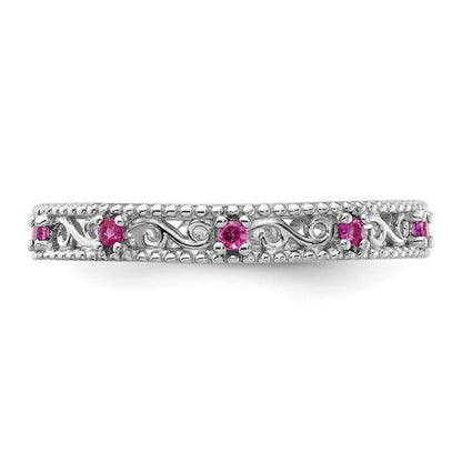 Sterling Silver Stackable Expressions Created Ruby Ring