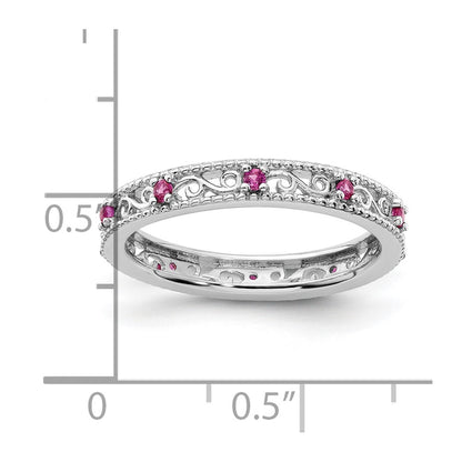 Sterling Silver Stackable Expressions Created Ruby Ring