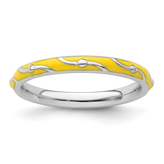 Sterling Silver Stackable Expressions Yellow Enamel Ring