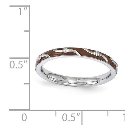Sterling Silver Stackable Expressions Brown Enamel Ring