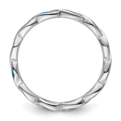 Sterling Silver Stackable Expressions Blue Enamel Ring