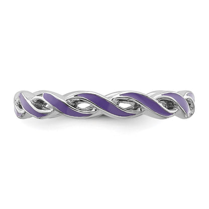Sterling Silver Stackable Expressions Purple Enamel Ring