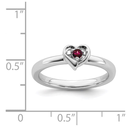 Sterling Silver Stackable Expressions Created Ruby Heart Ring