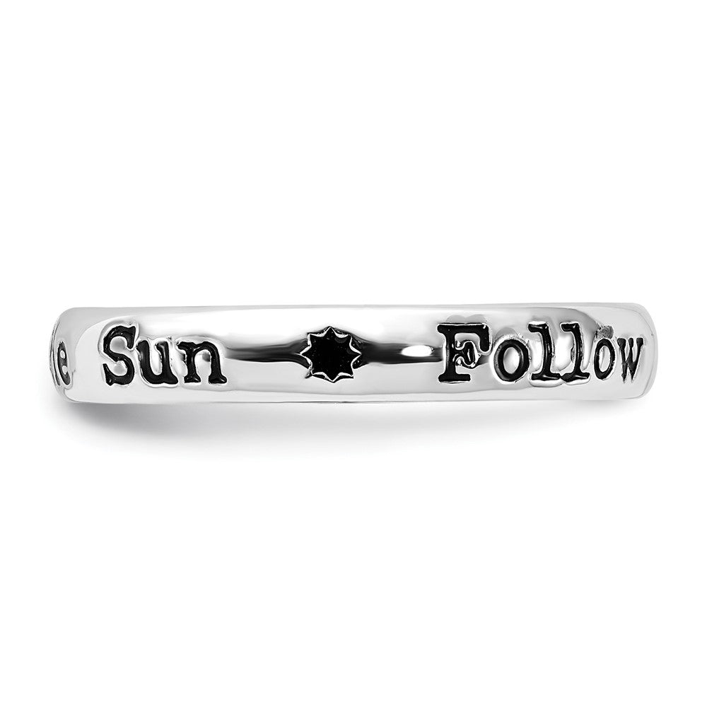 Sterling Silver Stackable Expressions Enameled Lyric Follow The Sun Ring
