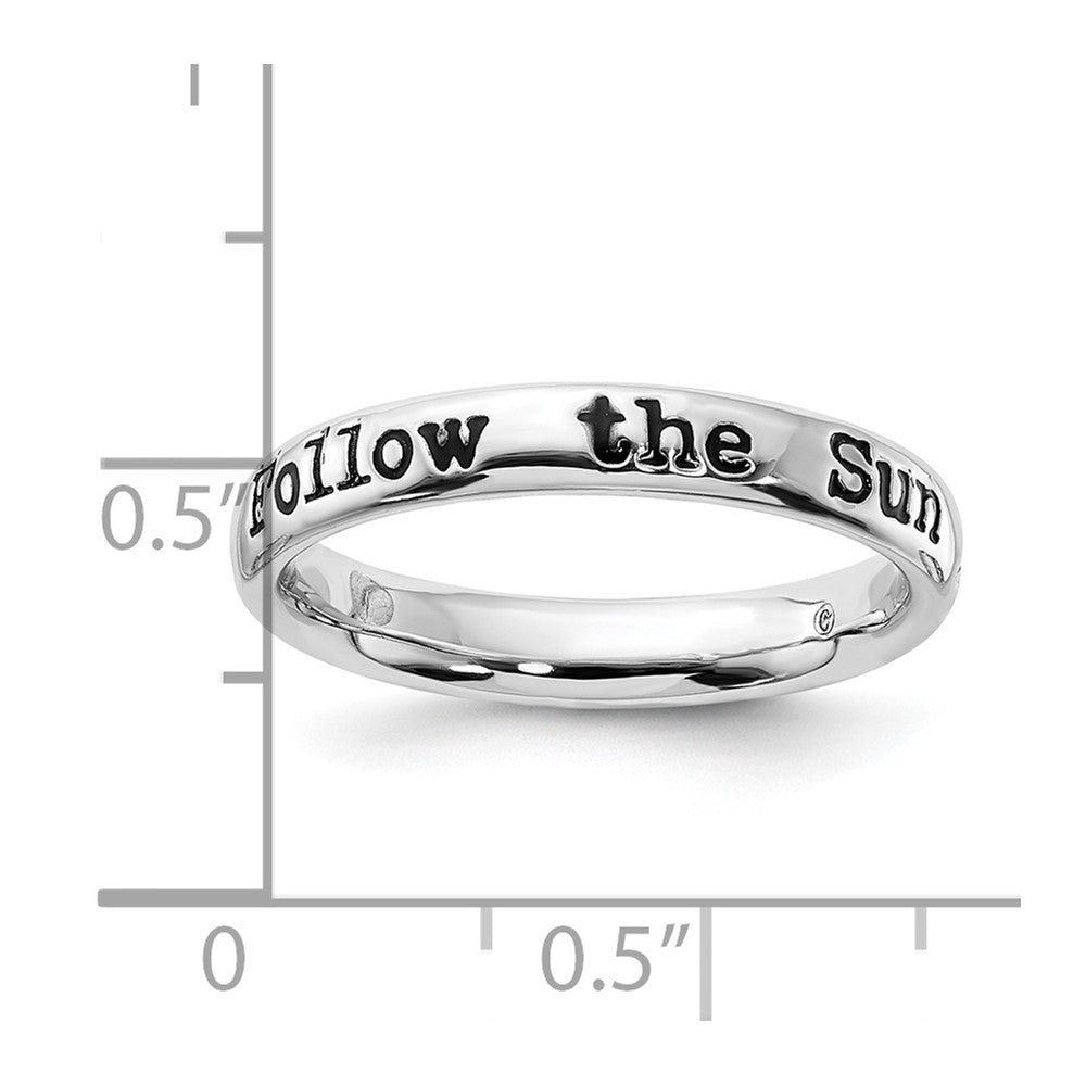 Sterling Silver Stackable Expressions Enameled Lyric Follow The Sun Ring