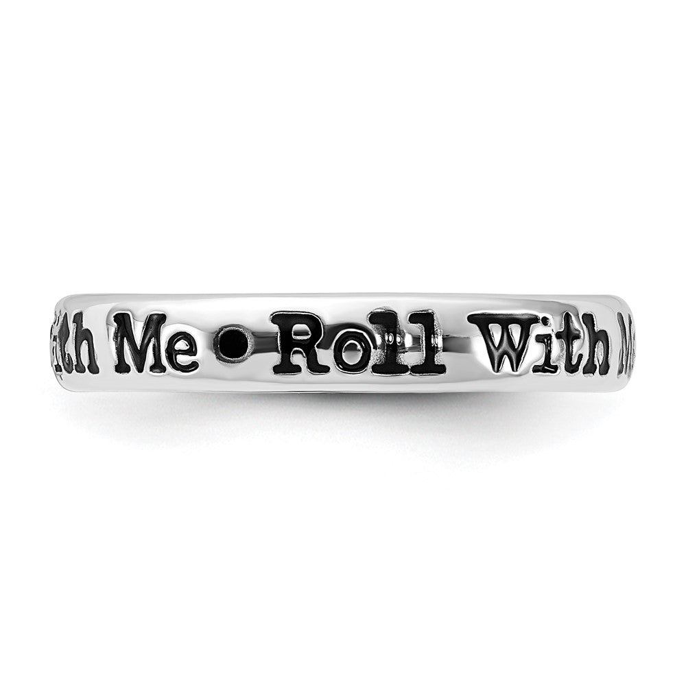Sterling Silver Stackable Expressions Enameled Lyric Roll With Me Ring