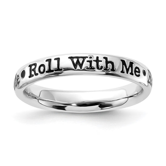 Sterling Silver Stackable Expressions Enameled Lyric Roll With Me Ring