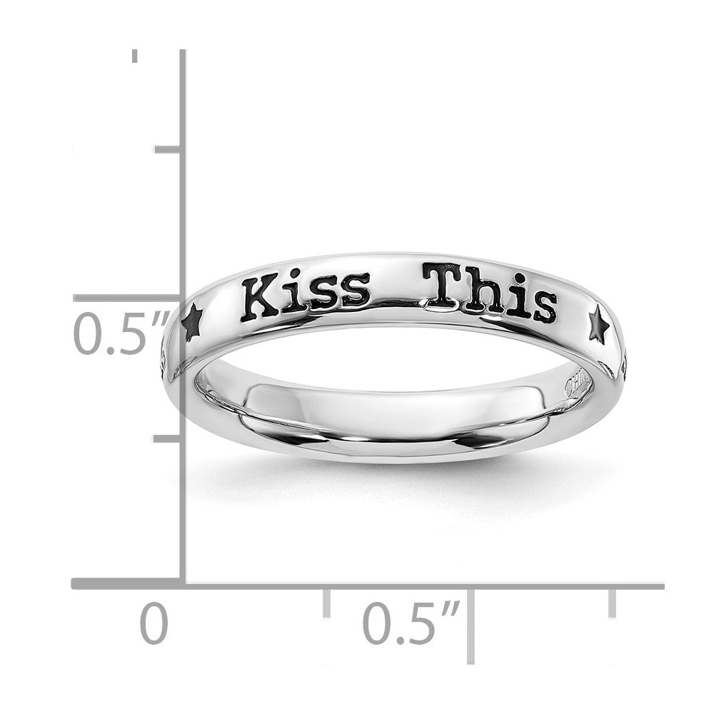 Sterling Silver Stackable Expressions Enameled Lyric Kiss This Ring