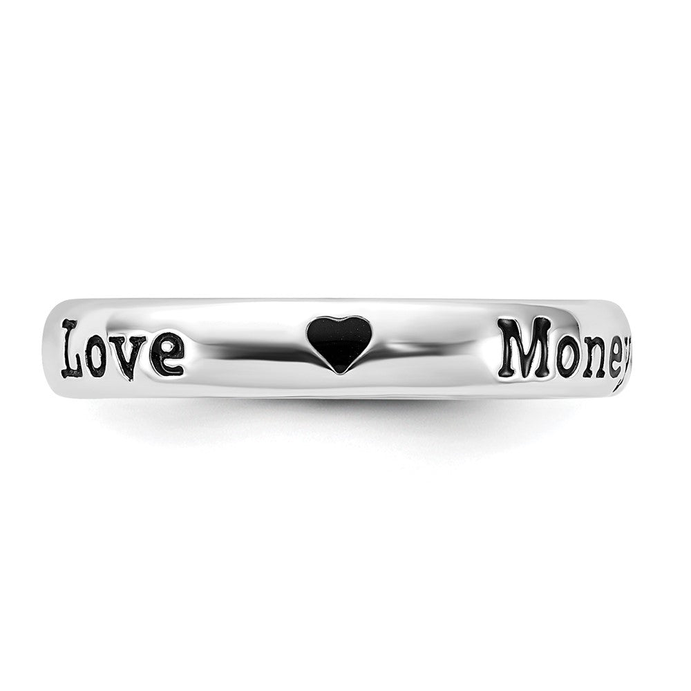 Sterling Silver Stackable Expressions Enameled Lyric Money Can'T Buy Me Love Ring