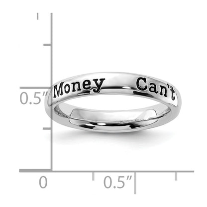 Sterling Silver Stackable Expressions Enameled Lyric Money Can'T Buy Me Love Ring
