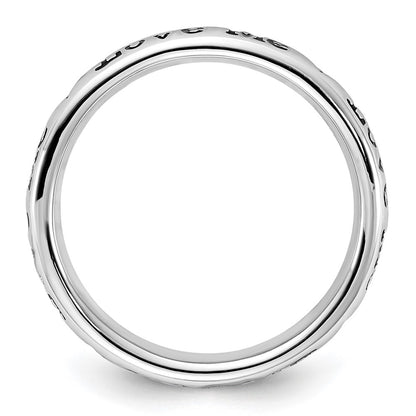 Sterling Silver Stackable Expressions Enameled Lyric Love Me Ring