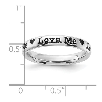 Sterling Silver Stackable Expressions Enameled Lyric Love Me Ring