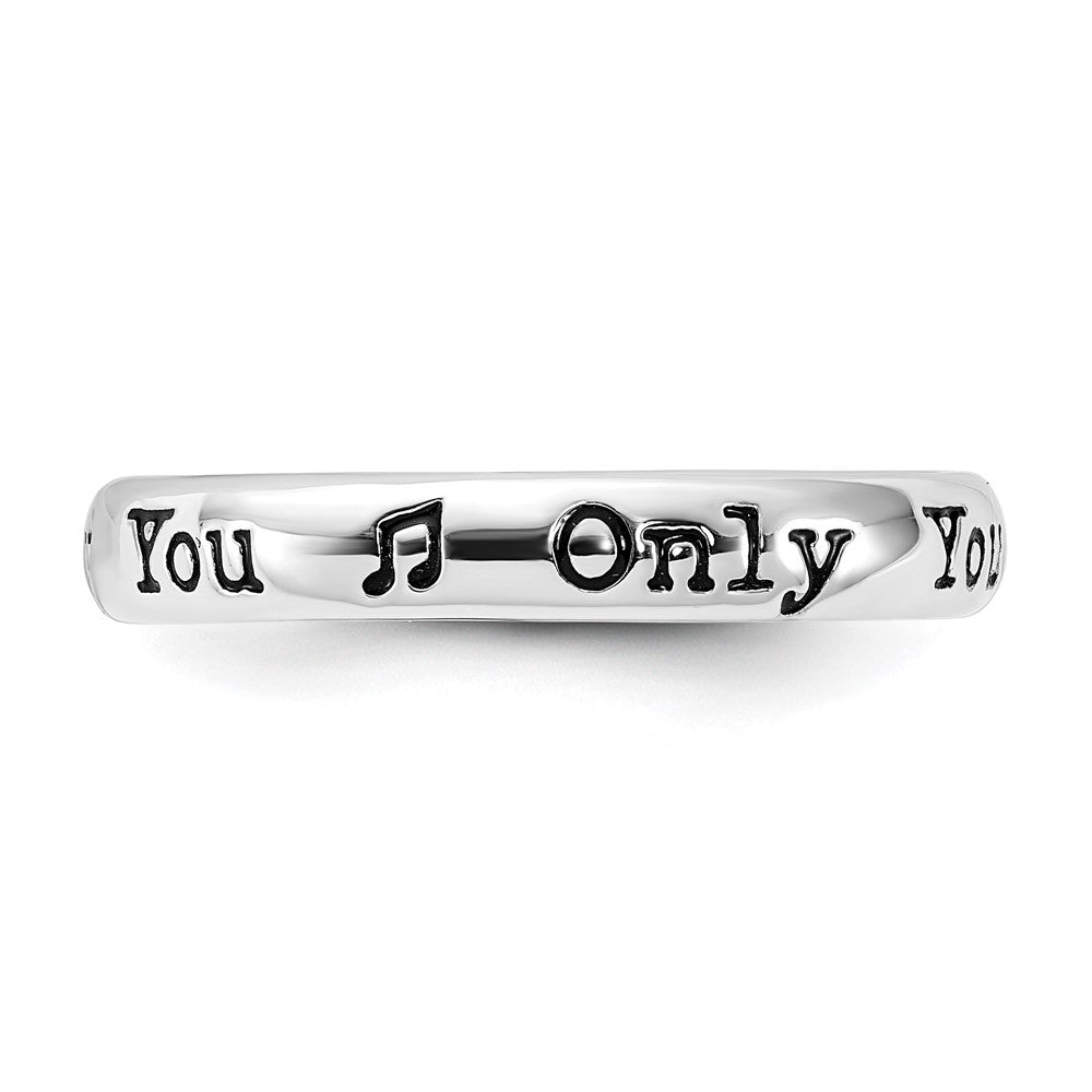 Sterling Silver Stackable Expressions Enameled Lyric Only You Ring
