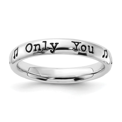 Sterling Silver Stackable Expressions Enameled Lyric Only You Ring