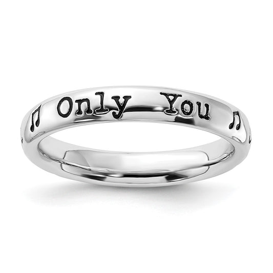 Sterling Silver Stackable Expressions Enameled Lyric Only You Ring
