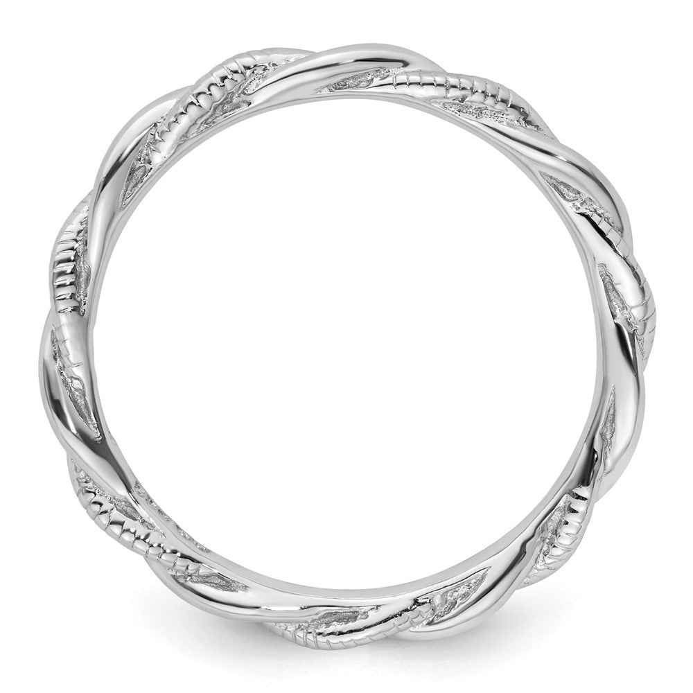 Sterling Silver Stackable Expressions Rhodium Plated Twist Ring