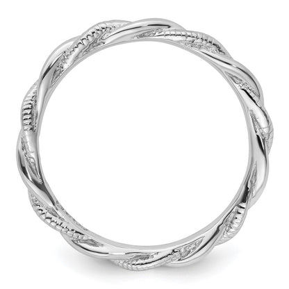 Sterling Silver Stackable Expressions Rhodium Plated Twist Ring