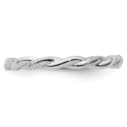 Sterling Silver Stackable Expressions Rhodium Plated Twist Ring