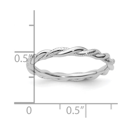 Sterling Silver Stackable Expressions Rhodium Plated Twist Ring