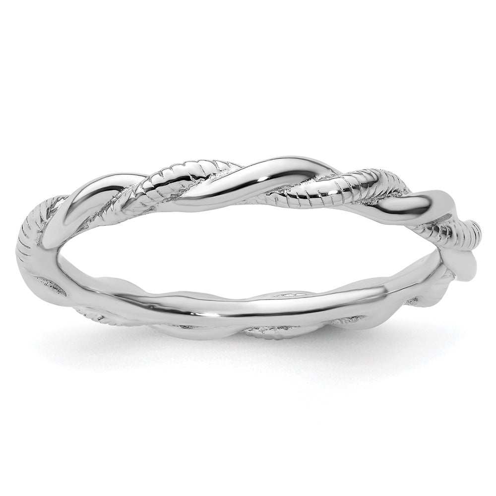 Sterling Silver Stackable Expressions Rhodium Plated Twist Ring