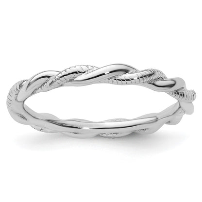 Sterling Silver Stackable Expressions Rhodium Plated Twist Ring