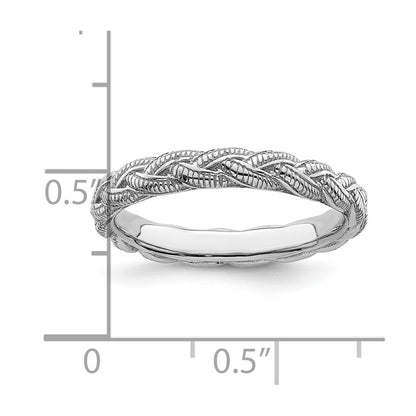 Sterling Silver Stackable Expressions Rhodium Plated Twist Ring