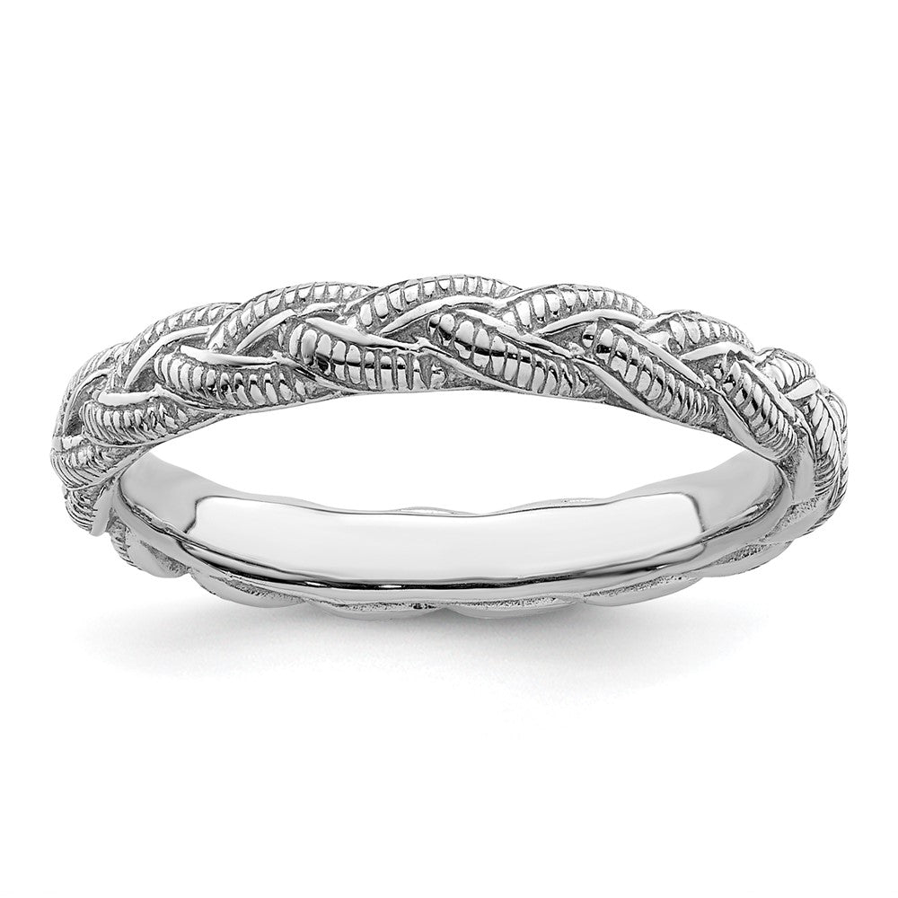 Sterling Silver Stackable Expressions Rhodium Plated Twist Ring