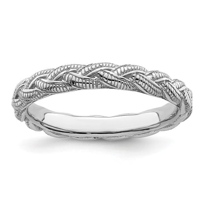 Sterling Silver Stackable Expressions Rhodium Plated Twist Ring
